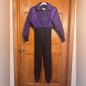 Vintage Nils purple & black one piece ski suit women’s size 8